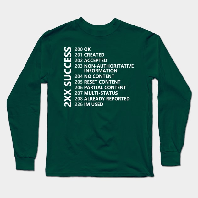 HTTP Success Response Codes Long Sleeve T-Shirt by Dawn Anthes